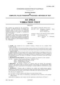 AS 2582.6: 02/06/1983 Complete, filled transport packages – Methods of test – Vibration test