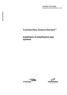 AS/NZS 2033: 05/19/2008 Installation of polyethylene pipe systems