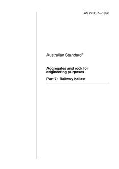 AS 2758.7: 01/01/1996 Aggregates and rock for engineering purposes – Railway ballast