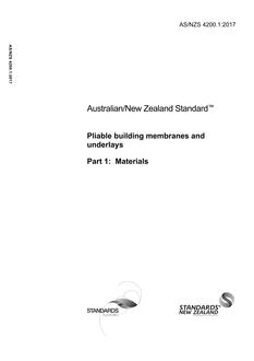 AS/NZS 4200.1: 05/02/2017 Pliable building membranes and underlays, Part 1: Materials