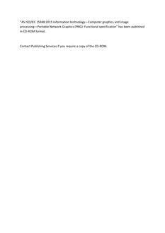 AS ISO/IEC 15948: 06/30/2015 Information technology – Computer graphics and image processing – Portable Network Graphics (PNG): Functional specification