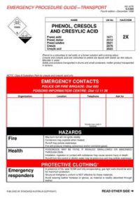 AS 1678.6.0.004: 01/01/1998 Emergency procedure guide – Transport – Phenol, cresols and cresylic acid