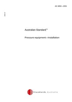 AS 3892: 02/27/2001 Pressure equipment – Installation