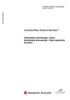 AS/NZS ISO/IEC 14769: 06/04/2003 Information technology – Open distributed processing – Type repository function