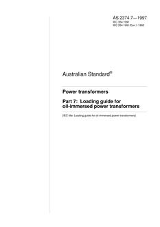 AS 2374.7: 01/01/1997 Power transformers – Loading guide for oil-immersed power transformers