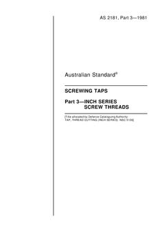 AS 2181.3: 12/31/1980 Screwing taps – Inch series screw threads