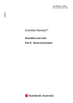 AS 2900.0: 01/01/2002 Quantities and units – General principles