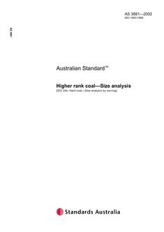 AS 3881: 01/01/2002 Higher rank coal – Size analysis