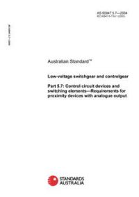 AS 60947.5.7: 01/01/2004 Low-voltage switchgear and controlgear, Part 5.7: Control circuit devices and switching elements – Requirements for proximity devices with analogue output