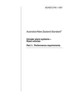 AS/NZS 3749.1: 03/05/1997 Intruder alarm systems – Road vehicles, Part 1: Performance requirements