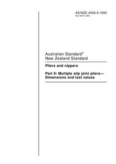 AS/NZS 4056.9: 09/14/1992 Pliers and nippers, Part 9: Multiple slip joint pliers – Dimensions and test values