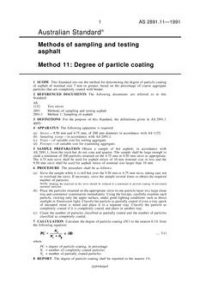 AS 2891.11: 12/31/1990 Methods of sampling and testing asphalt – Degree of particle coating