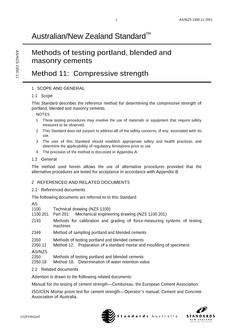 AS/NZS 2350.11: 10/01/2001 Methods of testing portland, blended and masonry cements, Method 11: Compressive strength