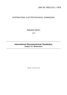 AS 1852.101: 12/31/1977 International electrotechnical vocabulary – Mathematics