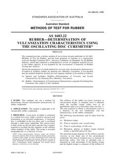 AS 1683.22: 03/06/1983 Methods of test for rubber, Method 22: Rubber – Determination of vulcanization characteristics using the oscillating disc curemeter