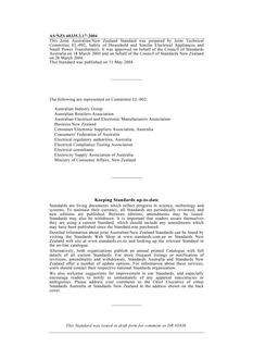 AS/NZS 60335.2.17: 05/31/2004 Household and similar electrical appliances – Safety, Part 2.17: Particular requirements for blankets, pads, clothing and similar flexible heating appliances (IEC 60335-2-17 Ed 2.2, MOD)