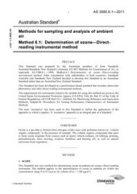 AS 3580.6.1: 08/09/2011 Methods for sampling and analysis of ambient air, Method 6.1: Determination of ozone – Direct-reading instrumental method