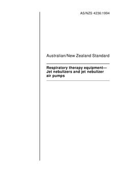 AS/NZS 4236: 09/19/1994 Respiratory therapy equipment – Jet nebulizers and jet nebulizer air pumps
