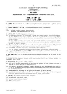 AS 2983.3: 01/01/1988 Methods of test for synthetic sporting surfaces – Test for spin