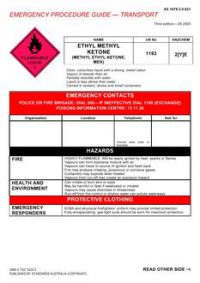 AS 1678.3.0.021: 01/01/2003 Emergency procedure guide – Transport – Ethyl methyl ketone (Methyl ethyl ketone, MEK)