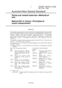 AS/NZS 1580.601.2: 03/14/1994 Paints and related materials – Methods of test, Method 601.2: Colour – Principles of colour measurement