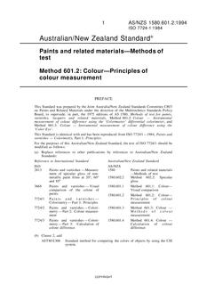 AS/NZS 1580.601.2: 03/14/1994 Paints and related materials – Methods of test, Method 601.2: Colour – Principles of colour measurement