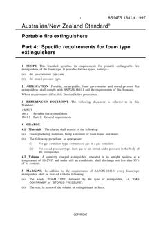 AS/NZS 1841.4: 04/05/1997 Portable fire extinguishers, Part 4: Specific requirements for foam type extinguishers