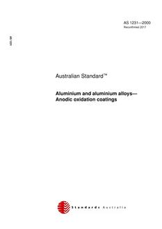 AS 1231: 07/19/2000 Aluminium and aluminium alloys – Anodic oxidation coatings