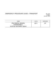 AS 1678.9.0.001: 01/01/1995 Emergency procedure guide – Transport – Polymeric beads, expandable, evolving flammable vapour