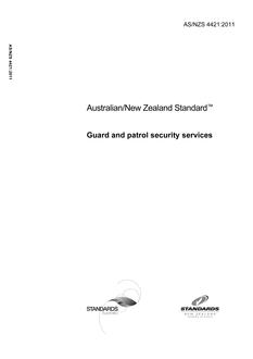 AS/NZS 4421: 10/18/2011 Guard and patrol security services