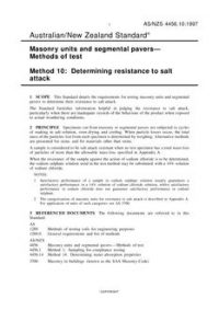 AS/NZS 4456.10: 04/05/1997 Masonry units and segmental pavers – Methods of test, Method 10: Determining resistance to salt attack