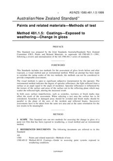 AS/NZS 1580.481.1.5: 10/05/1999 Paints and related materials – Methods of test, Method 481.1.5: Coatings – Exposed to weathering – Change in gloss