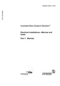AS/NZS 3004.1: 06/27/2014 Electrical installations – Marinas and boats, Part 1: Marinas