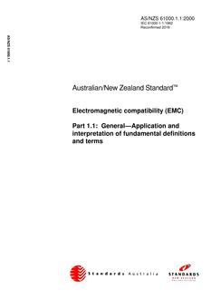 AS/NZS 61000.1.1: 05/02/2000 Electromagnetic compatibility (EMC), Part 1.1: General – Application and interpretation of fundamental definitions and terms