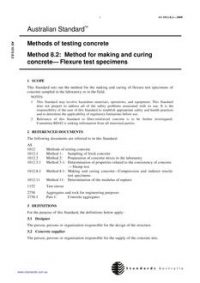 AS 1012.8.2: 01/01/2000 Methods of testing concrete, Method 8.2: Method for making and curing concrete – Flexure test specimens