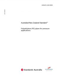 AS/NZS 4130: 03/18/2003 Polyethylene (PE) pipes for pressure applications