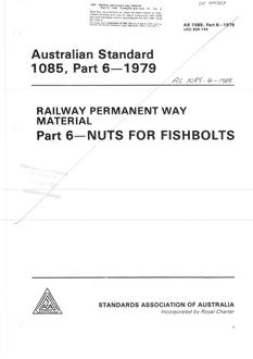 AS 1085.6: 11/30/1979 Railway permanent way material, Part 6: Nuts for fishbolts