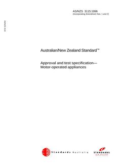 AS/NZS 3115: 04/05/1996 Approval and test specification – Motor-operated appliances
