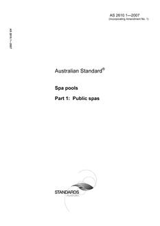AS 2610.1: 07/12/2007 Spa pools, Part 1: Public spas