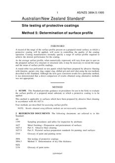AS/NZS 3894.5: 05/05/1995 Site testing of protective coatings, Method 5: Determination of surface profile