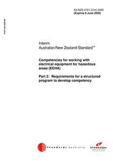 AS/NZS 4761.2(INT): 06/08/2000 Competencies for working with electrical equipment for hazardous areas (EEHA), Part 2: Requirements for a structured program to develop competency