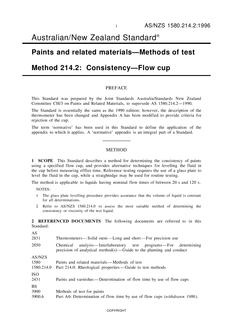 AS/NZS 1580.214.2: 12/05/1996 Paints and related materials – Methods of test, Method 214.2: Consistency – Flow cup