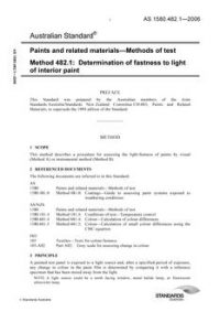 AS 1580.482.1: 12/28/2006 Paints and related materials – Methods of test, Method 482.1: Determination of fastness to light of interior paint