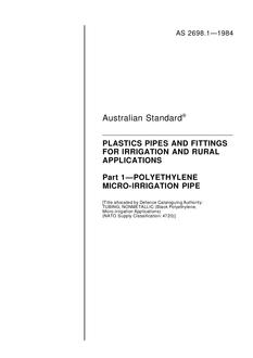 AS 2698.1: 12/31/1983 Plastics pipes and fittings for irrigation and rural applications – Polyethylene micro-irrigation pipe