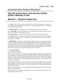AS/NZS 4483.1: 09/05/1999 Security screen doors and security window grilles – Methods of test, Method 1: Dynamic impact test