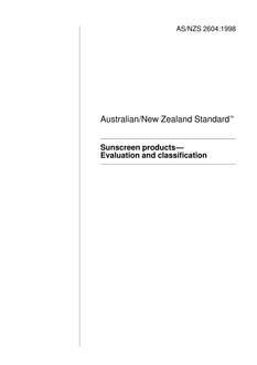 AS/NZS 2604: 10/05/1998 Sunscreen products – Evaluation and classification
