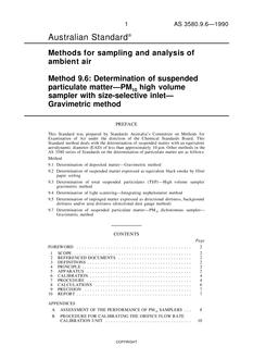 AS 3580.9.6: 06/10/1990 Methods for sampling and analysis of ambient air – Part 9.6: Determination of suspended particulate matter – PM(sub)10(/sub) high volume sampler with size-selective inlet – Gravimetric method