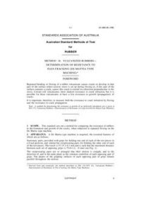 AS 1683.18: 12/31/1980 Methods of test for rubber, Method 18: Vulcanized rubbers – Determination of resistance to flex cracking (De Mattia type machine) AS 1683.18: 12/31/1980 Methods of test for rubber, Method 18: Vulcanized rubbers – Determination of resistance to flex cracking (De Mattia type machine)