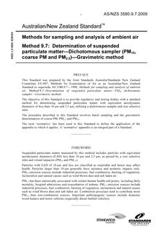 AS/NZS 3580.9.7: 02/18/2009 Methods for sampling and analysis of ambient air, Method 9.7: Determination of suspended particulate matter – Dichotomous sampler (PM