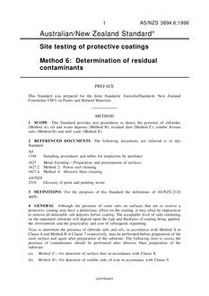 AS/NZS 3894.6: 01/05/1996 Site testing of protective coatings, Method 6: Determination of residual contaminants